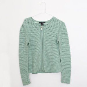 100% Cashmere Light Blue Woven Zip-Up Cardigan